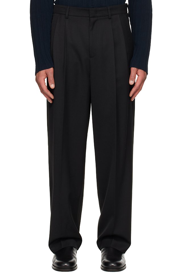 LE17SEPTEMBRE — Black Two Tuck Wool Trousers