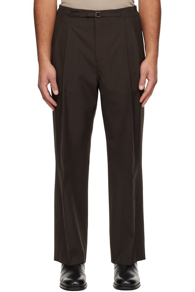 LE17SEPTEMBRE — Brown Pleat Belted Trousers