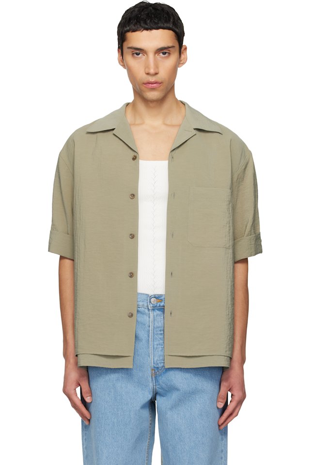 LE17SEPTEMBRE — Khaki Double-Layered Open Collar Shirt