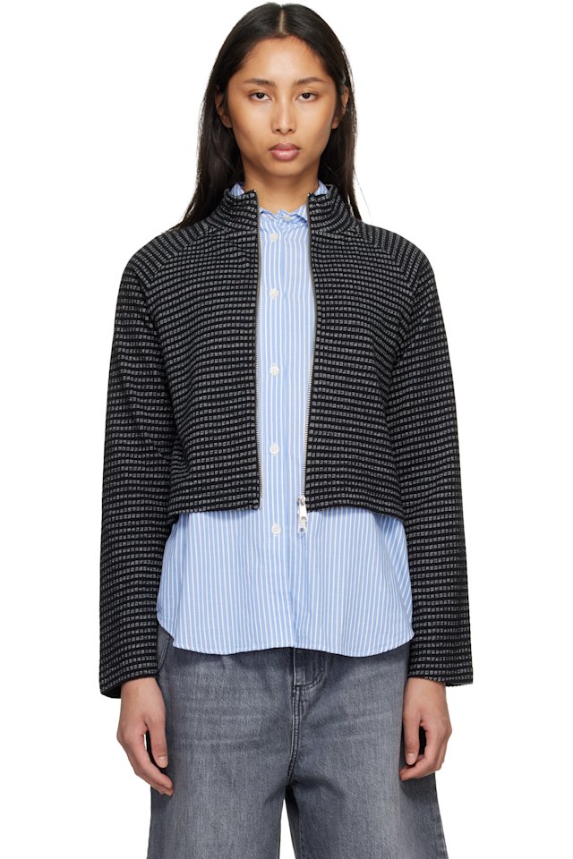 mfpen — Black Cropped Leisure Zip Up Sweater
