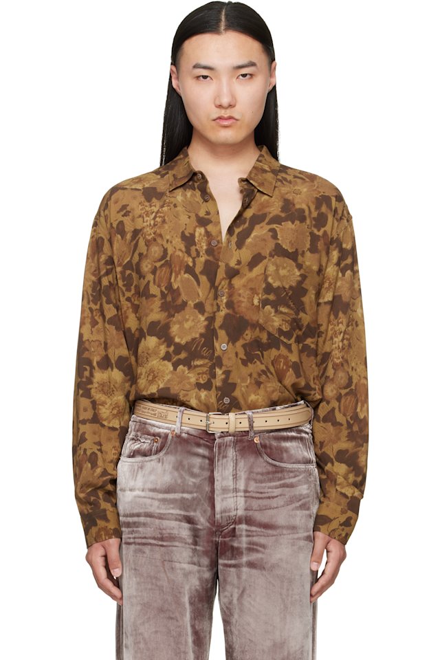 Magliano — Brown Dried Flowers Long Sleeve Shirt
