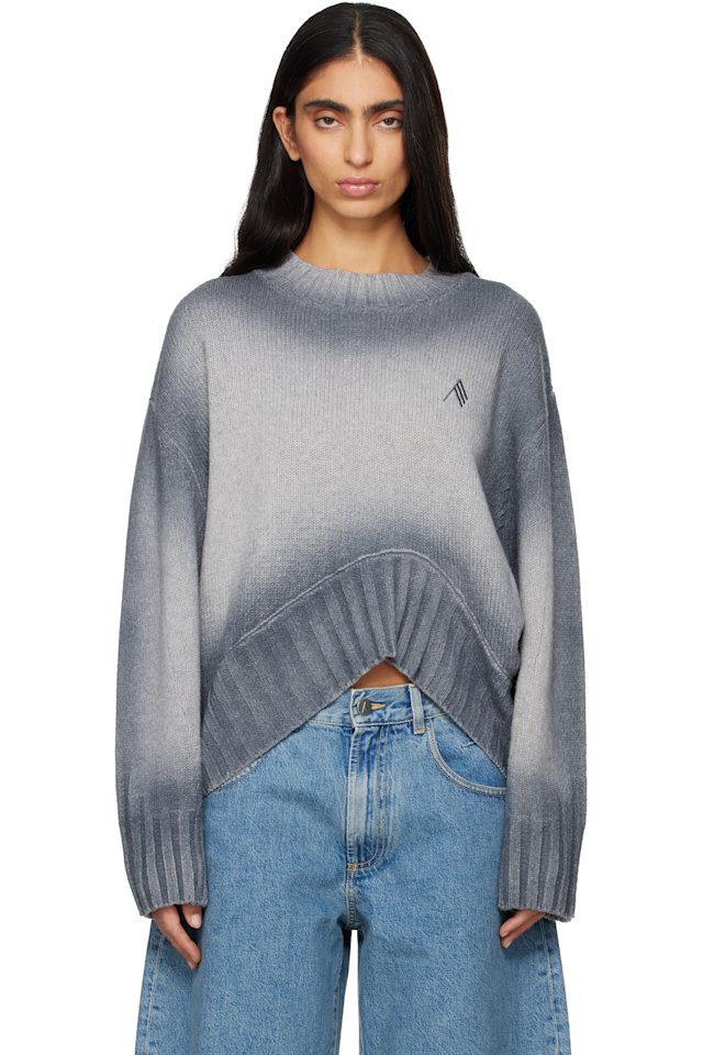 The Attico — Gray Sprayed Wool Cashmere Sweater