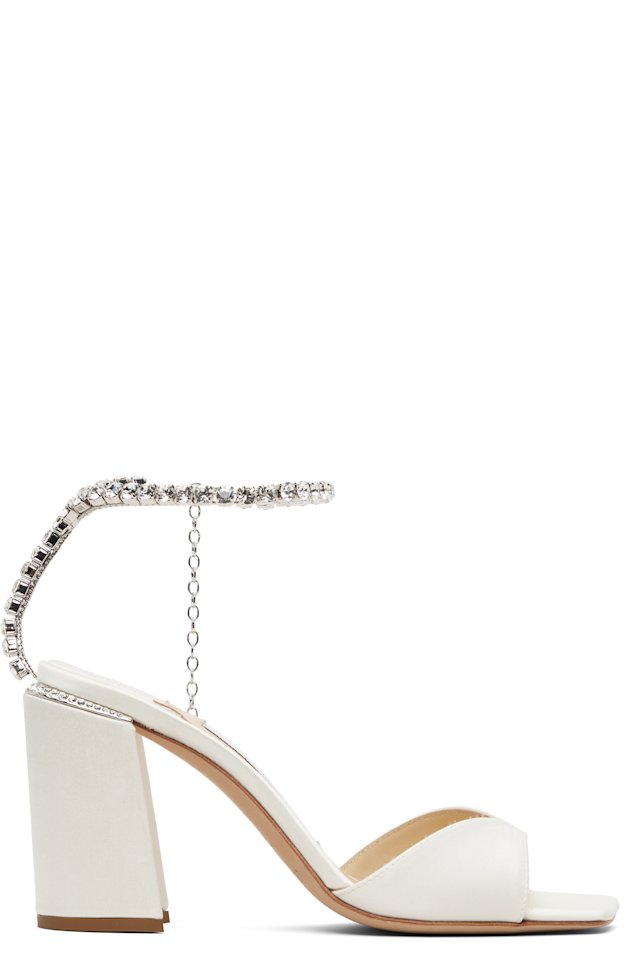 Jimmy Choo — White Saeda 85 Heeled Sandals
