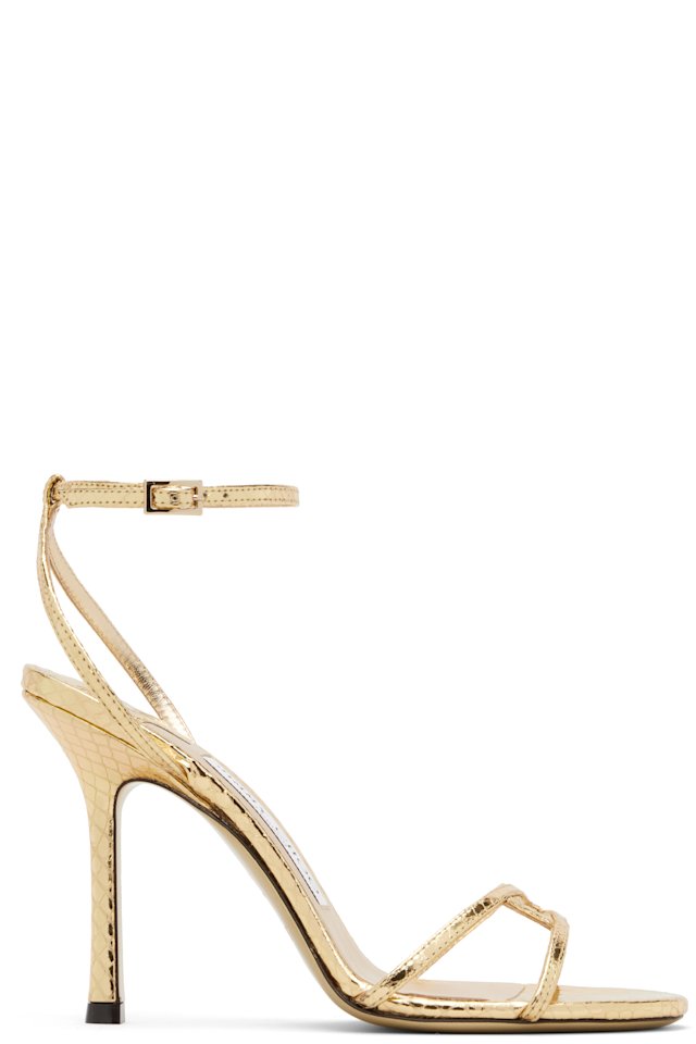 Jimmy Choo — Gold Leo 100 Candy Wrap Heeled Sandals