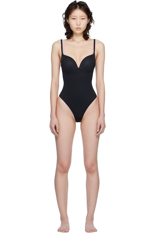 SKIMS — Black SKIMS Ultimate Body Push-Up Thong Bodysuit