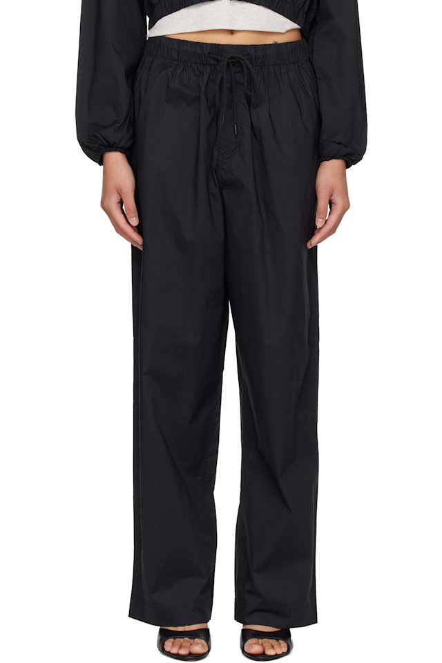 SKIMS — Black Woven Cotton Oversized Straight Leg Trousers