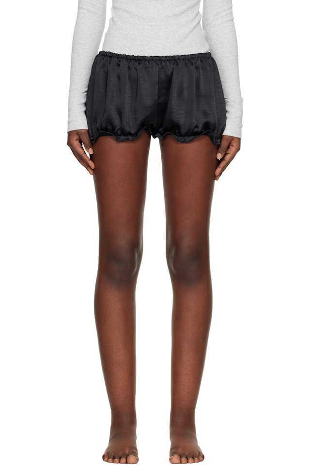 SKIMS — Black Lightweight Satin Bloomer Shorts