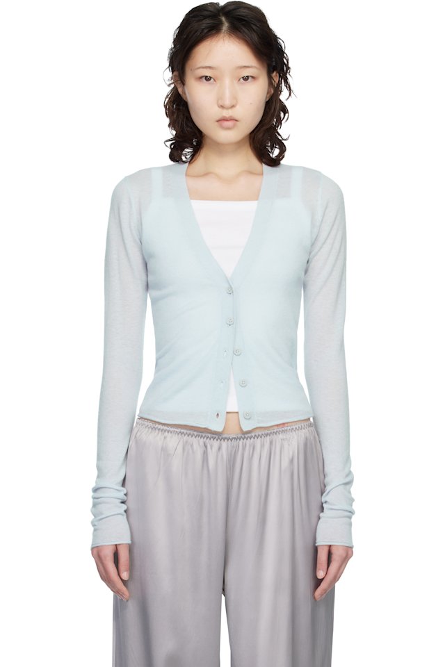 SKIMS — Blue Featherweight Cashmere Cardigan