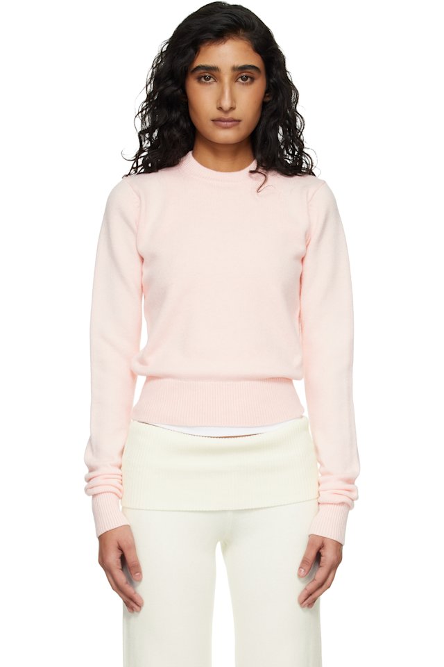 SKIMS — Pink 'Sweater Knits' Ribbed Long Sleeve Fitted Sweater