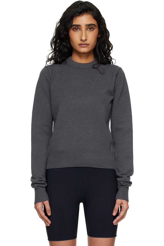 SKIMS — Gray 'Sweater Knits' Ribbed Long Sleeve Fitted Sweater