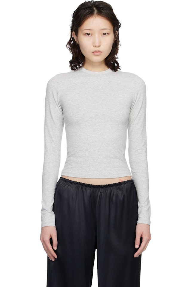 SKIMS — Gray Cotton Jersey Long Sleeve T-shirt