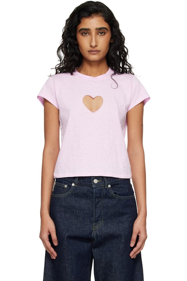 SKIMS — Pink Worn In Jersey Heart Baby T-shirt