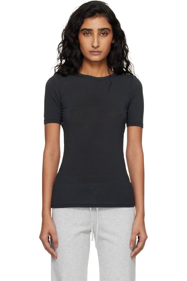 SKIMS — Black Sheer Modal Long T-shirt
