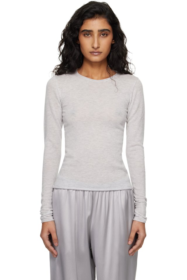 SKIMS — Gray Featherweight Cashmere Long Sleeve Top