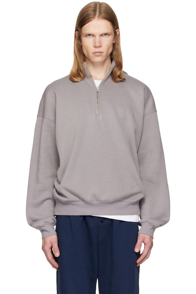 SKIMS — Gray Fleece Lounge Relaxed Quarter Zip Sweatshirt
