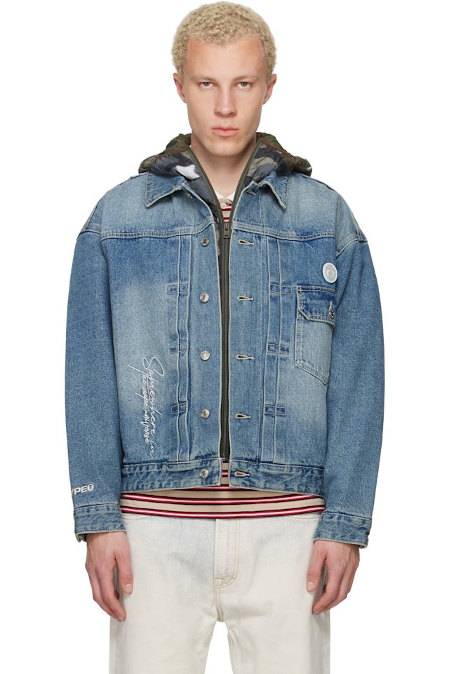 AAPE by A Bathing Ape — Blue 'AAPE' Main Denim Jacket