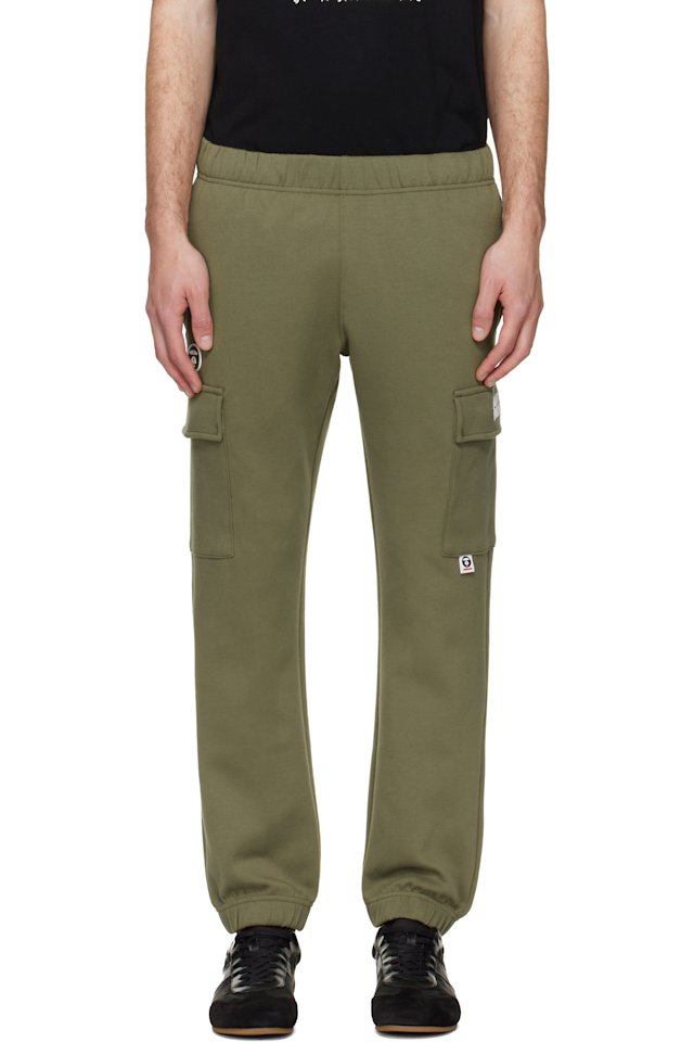 AAPE by A Bathing Ape — Khaki 'AAPENOW' Moonface Cargo Sweatpants