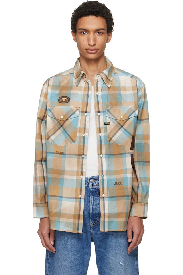 AAPE by A Bathing Ape — Blue & Beige Main Long Sleeve Shirt