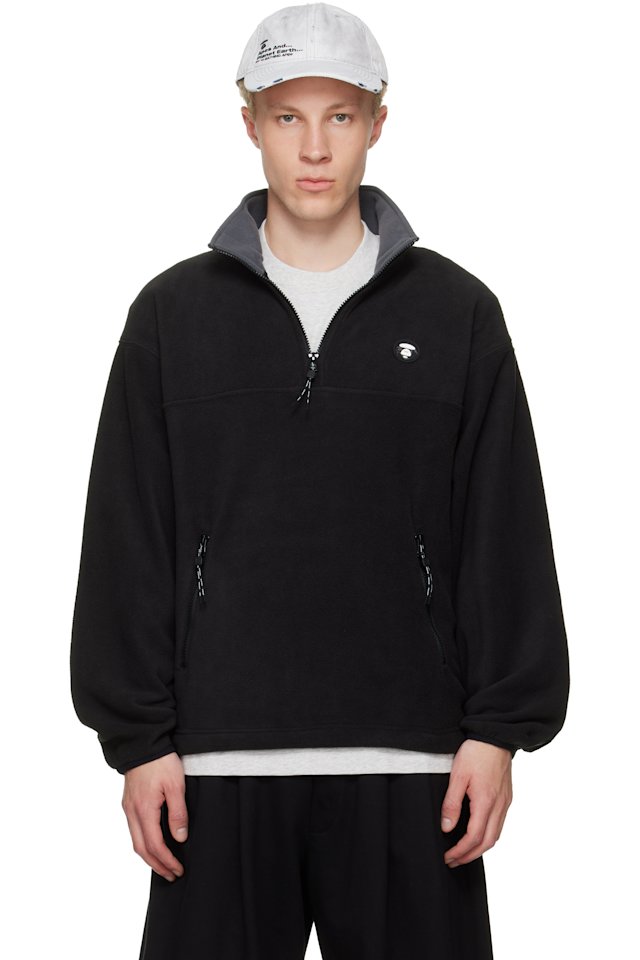 AAPE by A Bathing Ape — Black AAPENOW Moonface Half-Zip Sweater