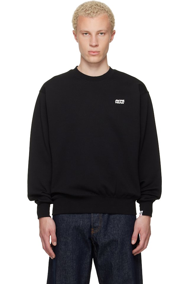 AAPE by A Bathing Ape — Black 'AAPENOW' Crew Neck Sweatshirt
