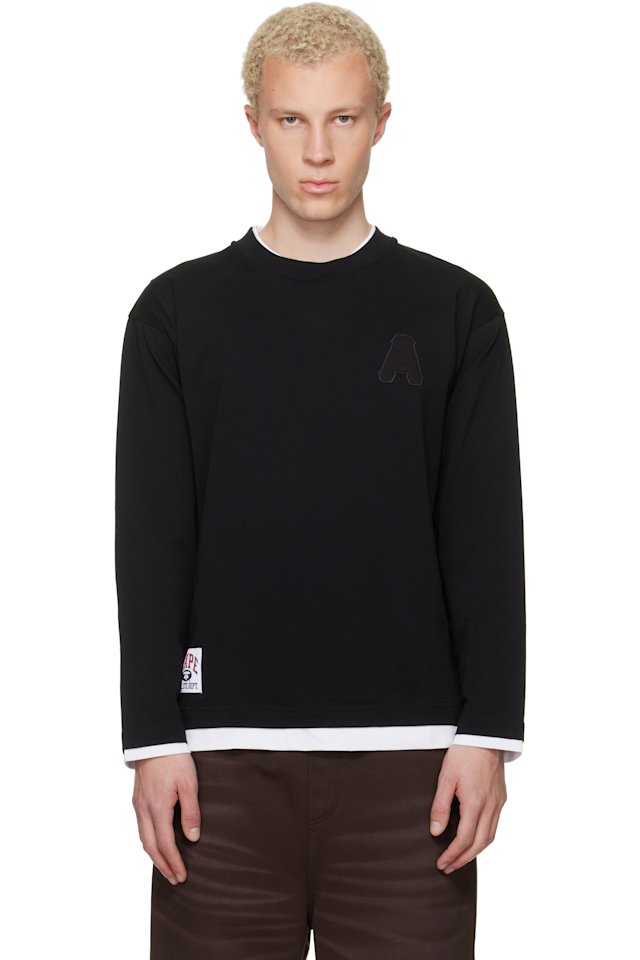 AAPE by A Bathing Ape — Black 'A' Long Sleeve T-shirt