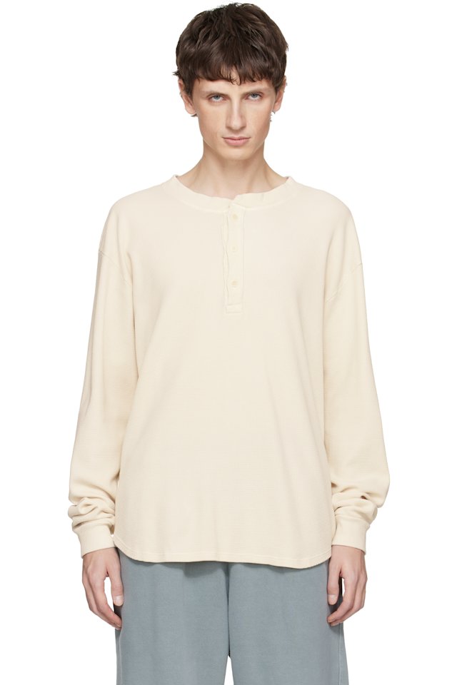 Les Tien — Off-White Baseball Hem Henley