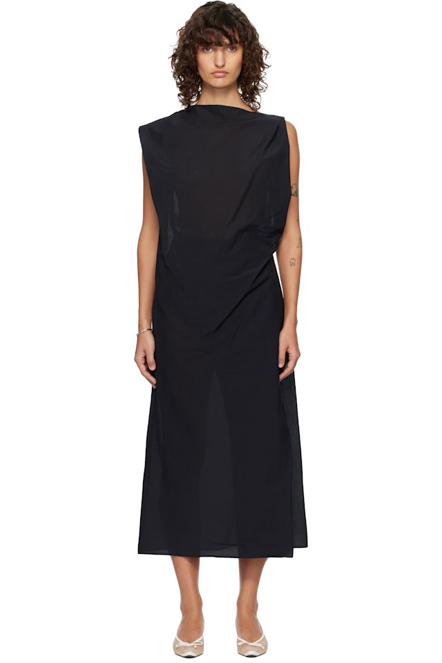 JACQUEMUS — Black 'The Drap' Midi Dress