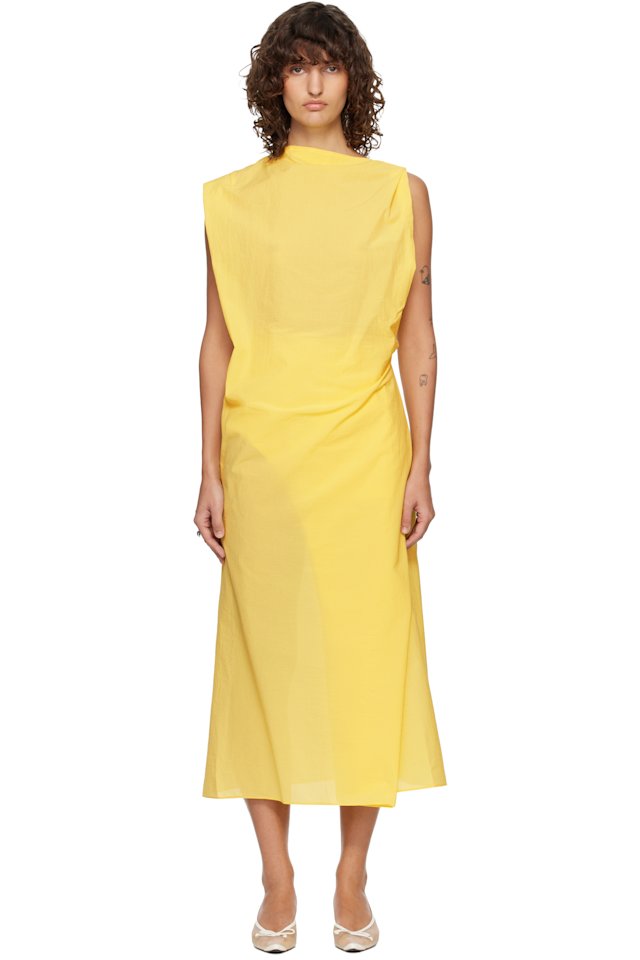 JACQUEMUS — Yellow 'The Drap' Midi Dress