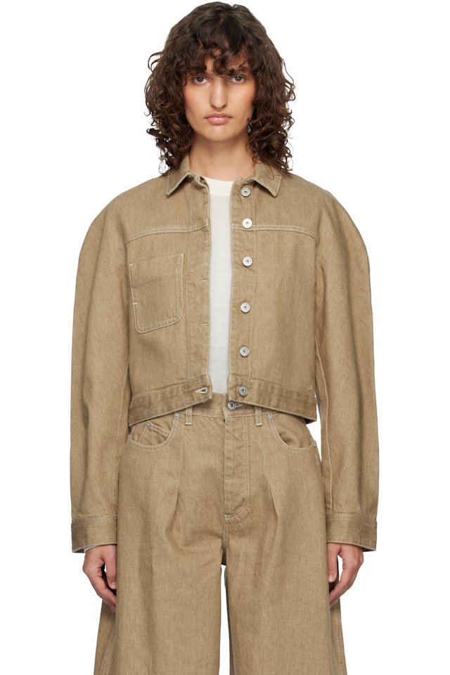 JACQUEMUS — Beige 'The Ovalo cargo' Denim Jacket