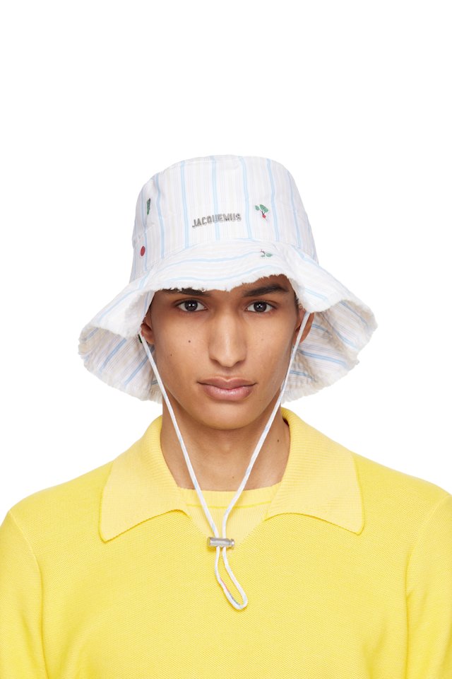 JACQUEMUS — White & Blue 'The Artichaut' Bucket Hat