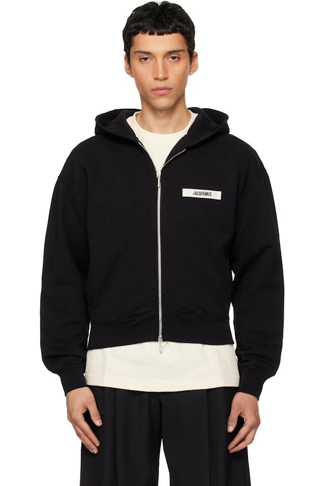 JACQUEMUS — Black La Casa 'The Gros Grain zipped' Hoodie