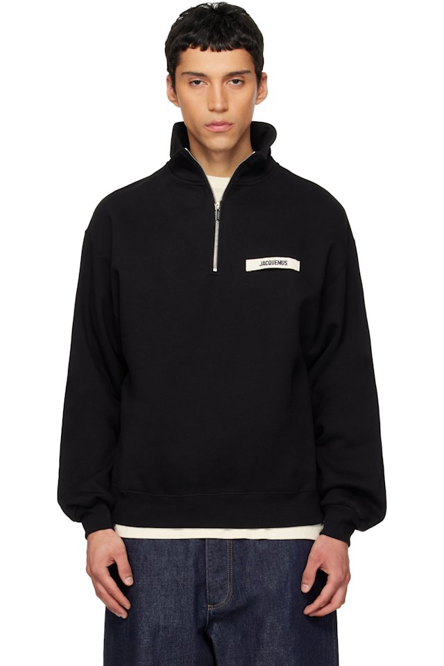 JACQUEMUS — Black La Croisière 'The Gros Grain zipped-rollneck' Sweatshirt