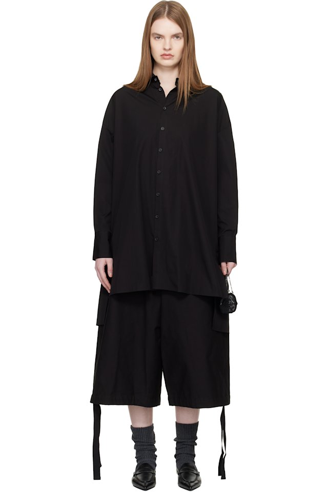 YOHJI YAMAMOTO — Black Broad Button Detail Shirt