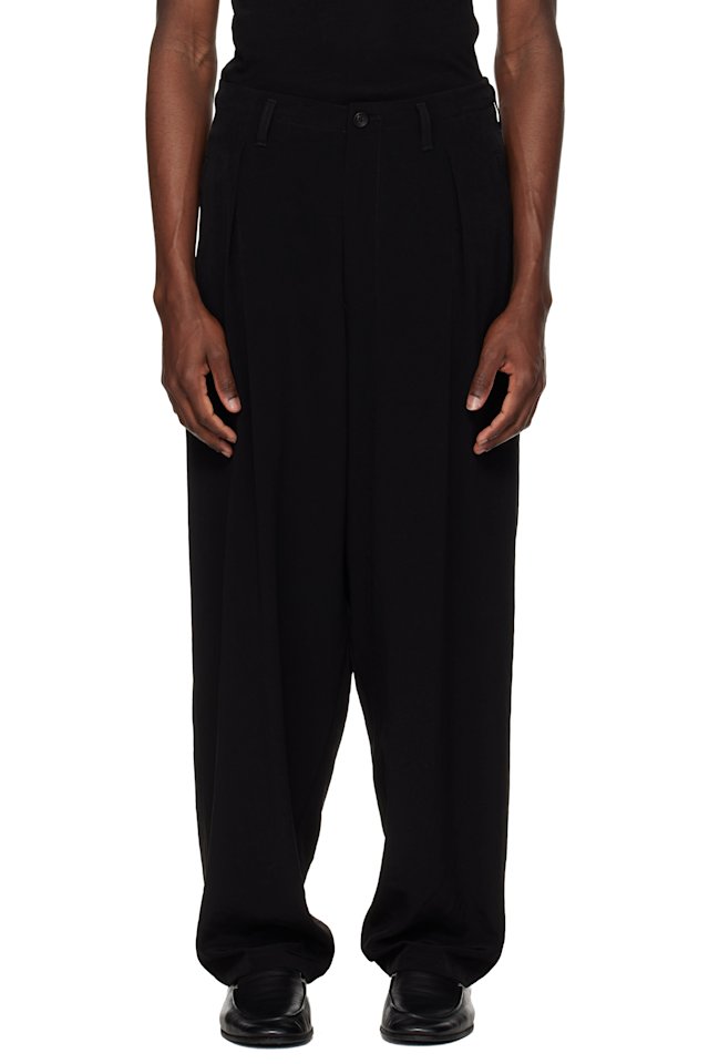 YOHJI YAMAMOTO — Black TA Tuxedo 1 Tuck Trousers