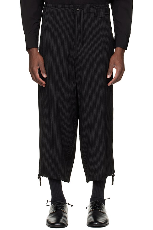 YOHJI YAMAMOTO — Black Thin Stripe Trousers