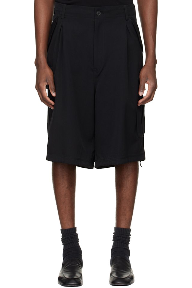 YOHJI YAMAMOTO — Black Side Pocket Cargo Shorts
