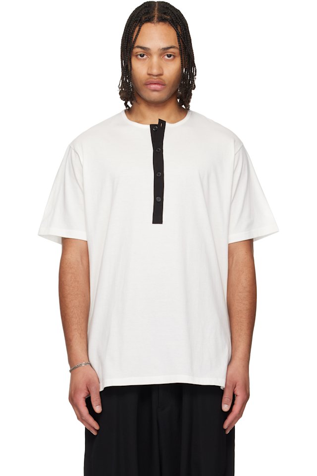 YOHJI YAMAMOTO — Off-White Short Sleeve Henley