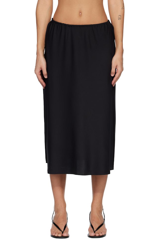 LISA YANG — Black Silk Midi Skirt