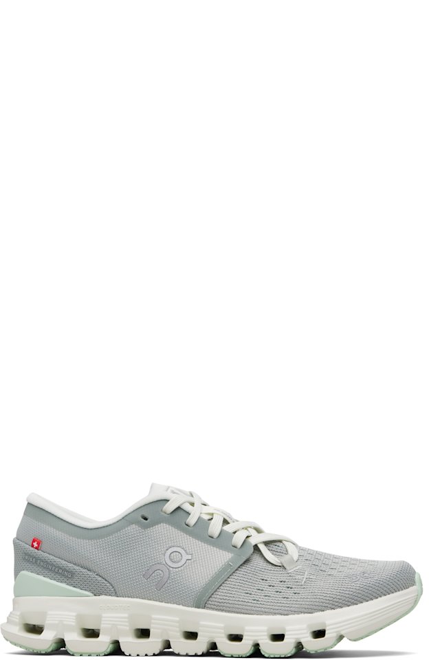 On — Gray & Green Cloud X 4 Sneakers