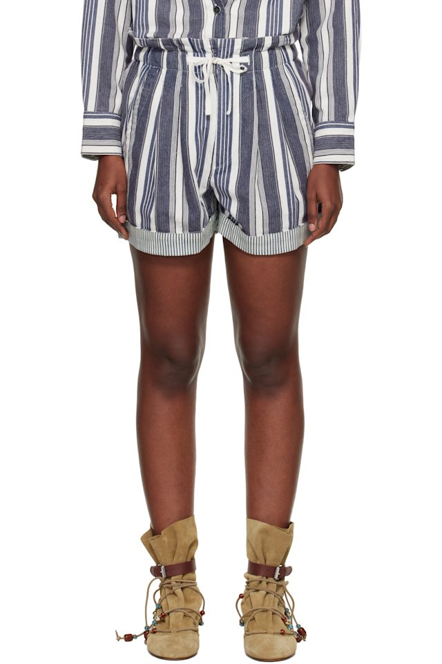Isabel Marant Etoile — Navy & Off-White Nirma Summer Striped Shorts