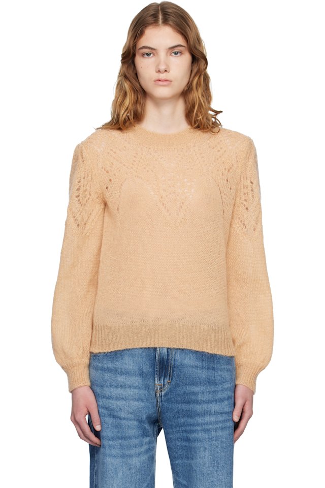 Isabel Marant Etoile — Tan Jenia Openwork Mohair Knit Sweater