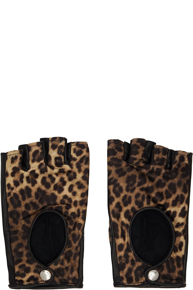 Ernest W. Baker — Black & Beige Open Finger Driving Gloves