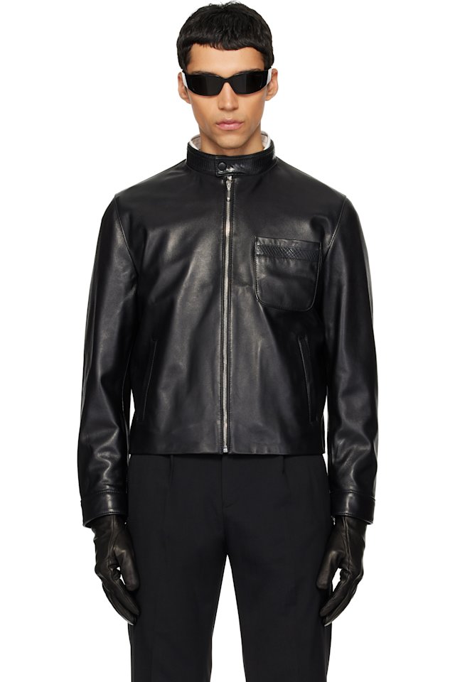 Ernest W. Baker — Black Snake Trim Leather Jacket
