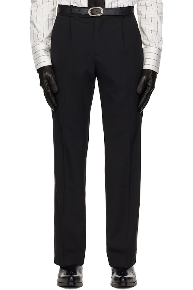 Ernest W. Baker — Black Pleated Straight Fit Trousers