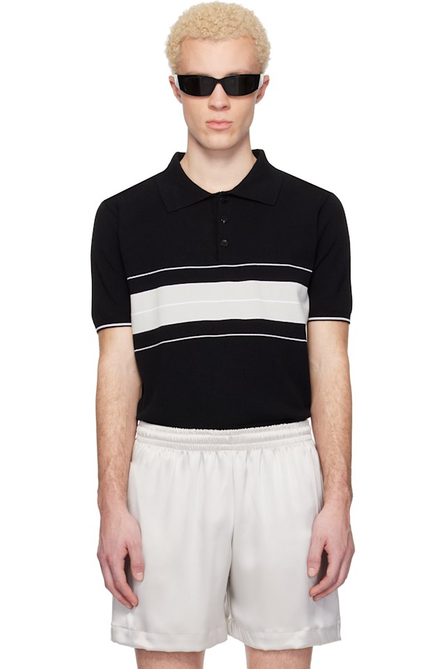 Ernest W. Baker — Black & Gray Striped Polo