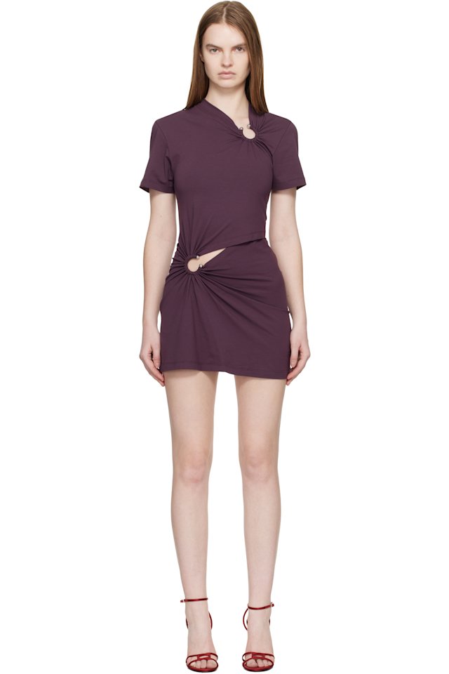 Rabanne — Burgundy Piercing Mini Dress