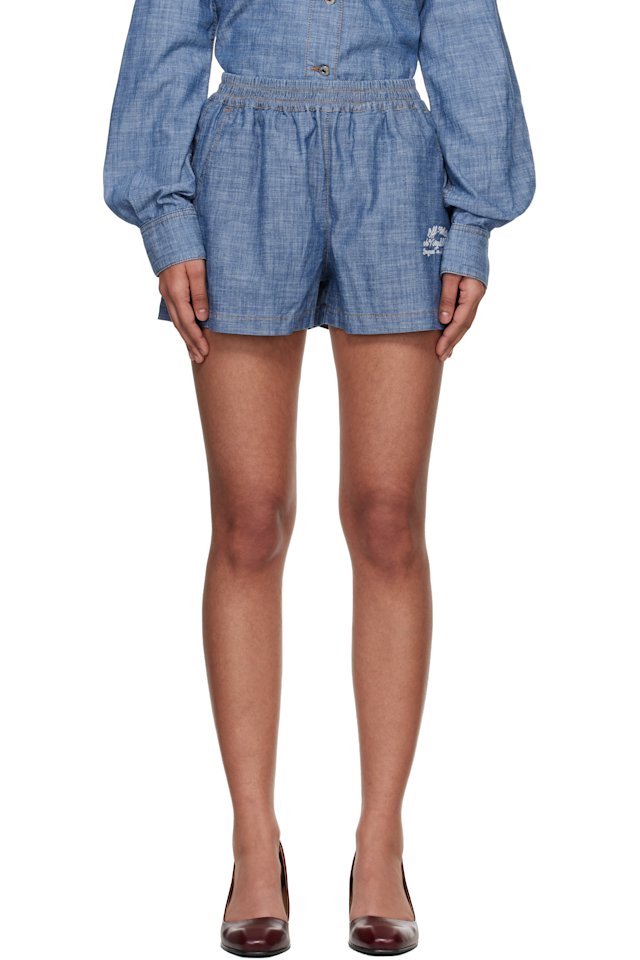 Off-White — Blue Chambray Pajama Shorts