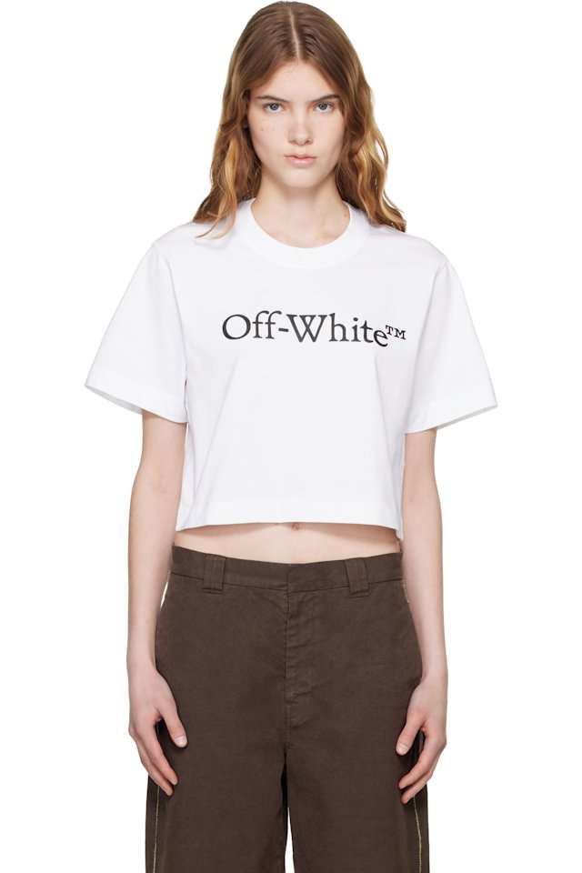 Off-White — White Big Logo Bookish Crop T-shirt