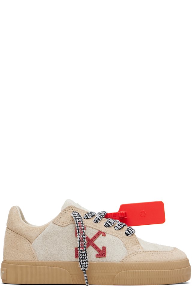 Off-White — Beige Vulcanized Low Suede Sneakers