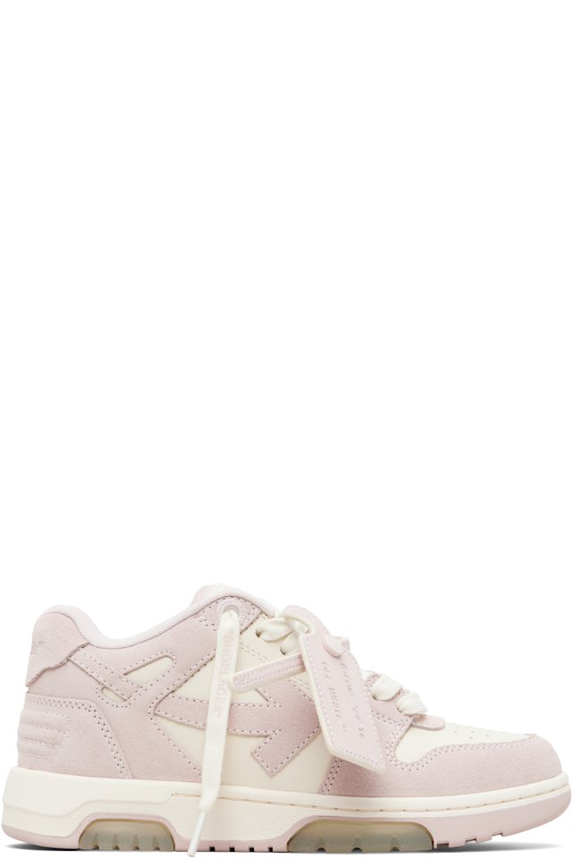 Off-White — Pink Out Of Office Calf & Suede Sneakers
